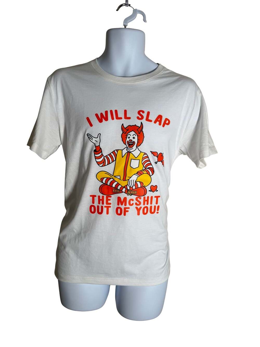Funny Graphic T-Shirt I Will Slap the McShit Out of You Ronald McDonald Meme Tee